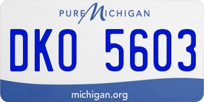MI license plate DKO5603