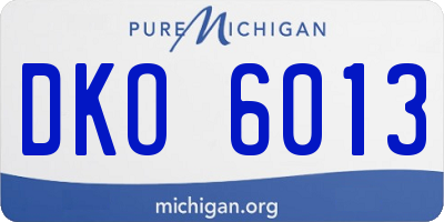 MI license plate DKO6013