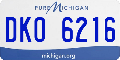 MI license plate DKO6216
