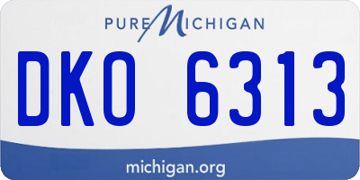 MI license plate DKO6313