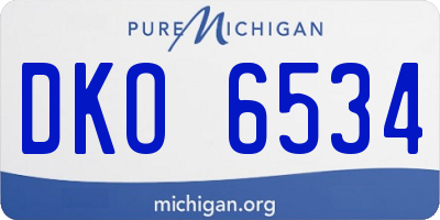 MI license plate DKO6534