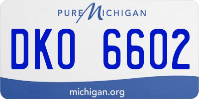 MI license plate DKO6602