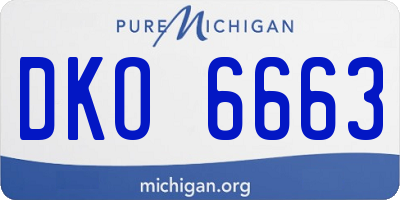 MI license plate DKO6663