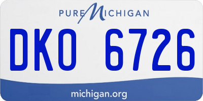MI license plate DKO6726