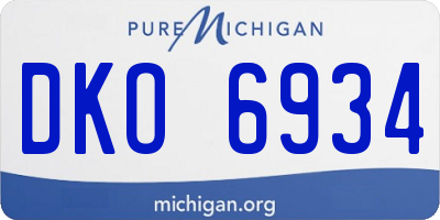 MI license plate DKO6934