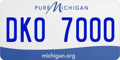MI license plate DKO7000