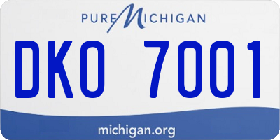 MI license plate DKO7001