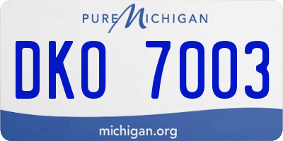 MI license plate DKO7003