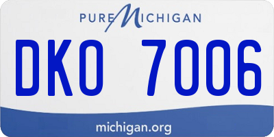 MI license plate DKO7006