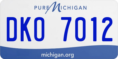 MI license plate DKO7012