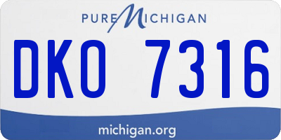 MI license plate DKO7316