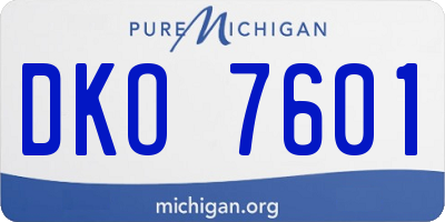 MI license plate DKO7601