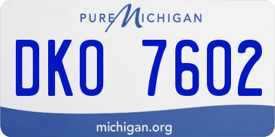 MI license plate DKO7602