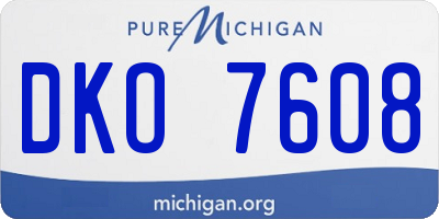 MI license plate DKO7608