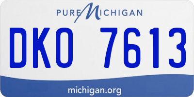 MI license plate DKO7613