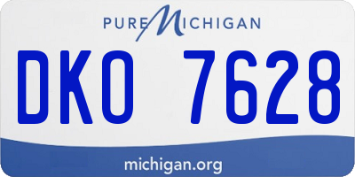MI license plate DKO7628