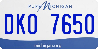 MI license plate DKO7650
