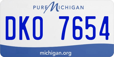MI license plate DKO7654