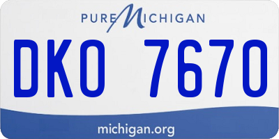 MI license plate DKO7670