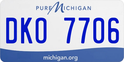 MI license plate DKO7706