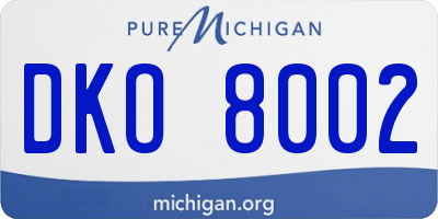MI license plate DKO8002
