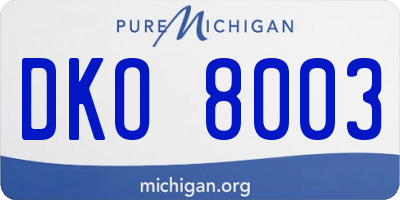 MI license plate DKO8003