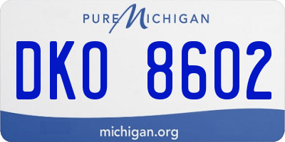 MI license plate DKO8602
