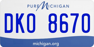 MI license plate DKO8670