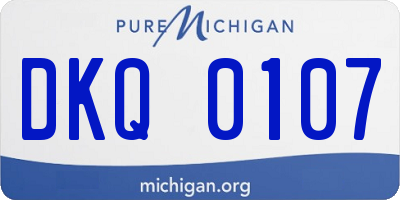 MI license plate DKQ0107