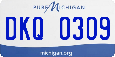 MI license plate DKQ0309