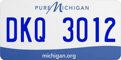 MI license plate DKQ3012