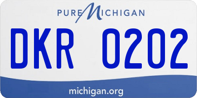MI license plate DKR0202