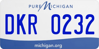 MI license plate DKR0232