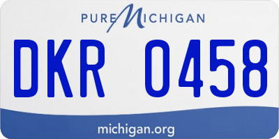 MI license plate DKR0458