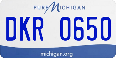 MI license plate DKR0650
