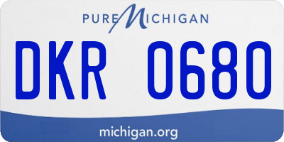 MI license plate DKR0680