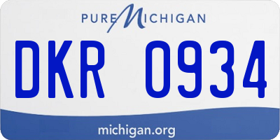 MI license plate DKR0934