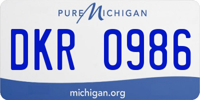 MI license plate DKR0986