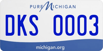 MI license plate DKS0003