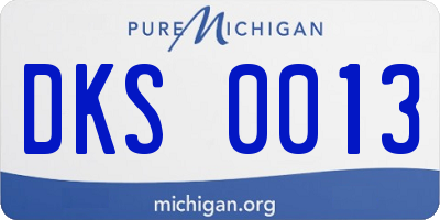 MI license plate DKS0013