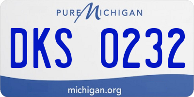 MI license plate DKS0232