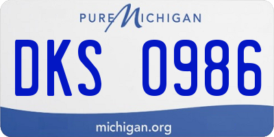 MI license plate DKS0986