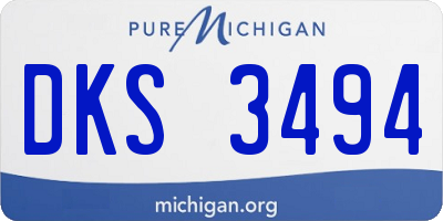 MI license plate DKS3494
