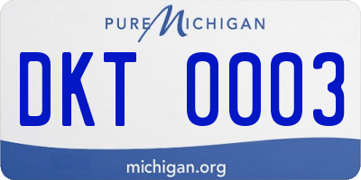 MI license plate DKT0003