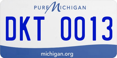 MI license plate DKT0013