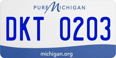 MI license plate DKT0203