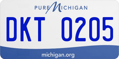 MI license plate DKT0205