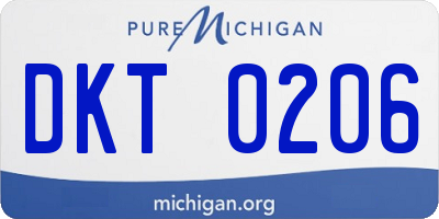 MI license plate DKT0206