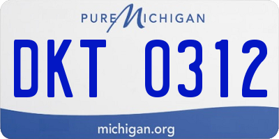 MI license plate DKT0312