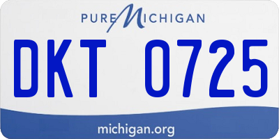 MI license plate DKT0725